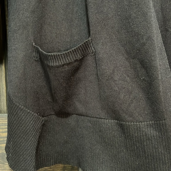 NWT Pointelle Open Cardigan S Black Pockets Hooded Stretch Neutral Boho Cozy - Picture 3 of 9